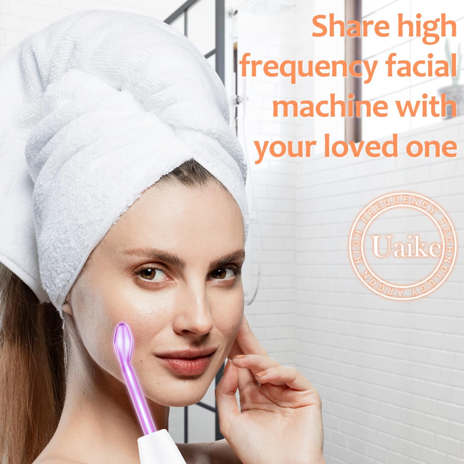 High Frequency Facial Wand -  4 in 1 Violet Portable Handheld High Frequency Facial Machine - at Home Face Skin Wand Device with 4 Pcs Purple Glass Tubes